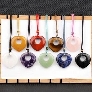 Hot Selling Multi-Color Natural Crystal Stone Heart-Shaped Pendant Amethyst <strong>Quartz</strong> Necklace DIY Love Style Classical <strong>Party</strong> Gift - Product Image 1