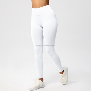 Leggings Deportivos de Cintura Alta con Logotipo Personalizado, 90% Nailon, 10% Elastano, Acanalados, para Yoga, Gimnasio, Entrenamiento, Sin Costuras, de Secado Rápido para Mujer - Product Image 1