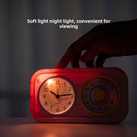 AIKS Visual Silent Timer untuk Anak-Anak & Pelajar - Penghitung Waktu Mundur 60 Menit + Jam Alarm dengan Lampu Malam, Alat Belajar Disiplin Diri