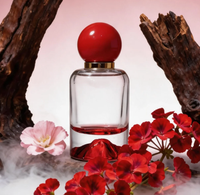 Flacon pulvérisateur de parfum de luxe en verre à fond rond et extrémité épaisse 50 ml avec bouchons colorés pour crème visage, mascara et faux cils - MZY