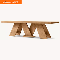 Table à manger rectangulaire en chêne massif minimaliste et durable avec chaises confortables pour appartements, hôtels, restaurants et maisons