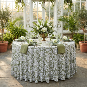 <span class=keywords><strong>Tovaglia</strong></span> Rotonda in Poliestere e Cotone di Alta Qualità con Motivi Digitali Personalizzati per Matrimoni all'Aperto, Feste, Hotel e Casa - Product Image 1