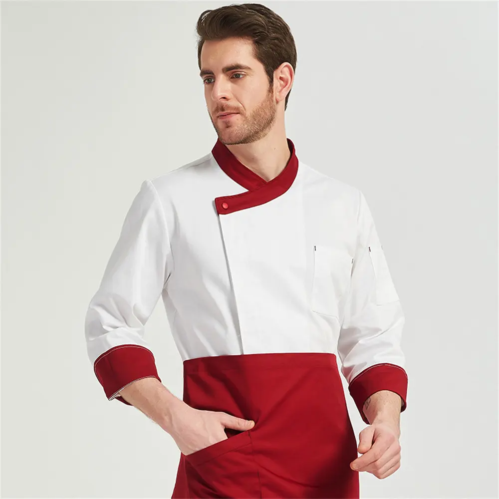 Super alta qualità dello chef uniforme ristorante cook top coat workwear set grembiule con cappuccio