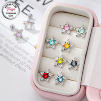 Freya Star Stainless Steel Fine Stud Earrings for Girls Colorful Cubic Zircon Diamond Daith Tragus Body Jewelry Labret Piercing