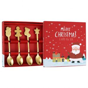 Ensemble de couverts métalliques de Noël, comprenant des cuillères et des fourchettes pour le café, le thé, les desserts, accessoires de fête dans un coffret cadeau élégant - Product Image 1