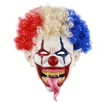 Halloween Horreur Latex Réaliste Longue Langue de Serpent Clown Masque avec Perruque Joker Cosplay Mal Clown Masques de Fête