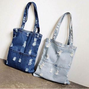 Bolso de Mano de Gran Capacidad con Diseño Especial de Mezclilla, Bolso Tote de Jeans para Mujer - Product Image 3