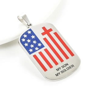 Collier pendentif drapeau américain en acier inoxydable, style hip-hop, avec breloques en forme de plaque militaire, pour hommes et femmes, cadeau bijoux - Product Image 4