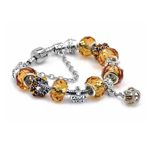 Gelbe berühmte Marke Frauen Armband Diy Kit machen Freundschaft bänder benutzer definierte Perlen Beziehung Armbänder