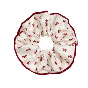 Grand Chouchou Élastique <span class=keywords><strong>Rouge</strong></span> à Pois Mignon et Doux en Tissu pour Queue de Cheval, avec Boucle et Design de Corde à Boule - Product Image 5