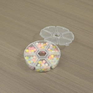 Round 6-Compartment Transparent Plastic Jewelry Storage Box For Beads Earrings Fishhook Parts Desktop Organizer 10.3cm - Product Image 4