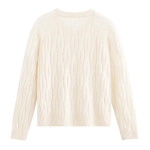 <span class=keywords><strong>Cardigan</strong></span> Invernale Lavorato <span class=keywords><strong>a</strong></span> Maglia da Donna Elegante e Personalizzato con Bottoni Tono su Tono, Girocollo, Lavorazione <span class=keywords><strong>a</strong></span> <span class=keywords><strong>Trecce</strong></span> in Misto Cashmere al 60% - Product Image 2