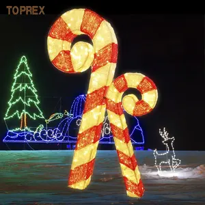 托普雷克斯圣诞发光二极管点亮节日亚克力红色暖白色糖果手杖棒户外灯