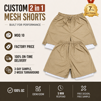 Shorts de sport 2-en-1 en maille noire personnalisés pour hommes – Double couche, idéal pour le basketball, le football, l'entraînement, la gym et la course – Vêtements OEM