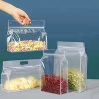 Haute qualité Transparent PET plastique Portable fermeture éclair huit joint latéral carré fond plat sac poignée étanche à l'humidité grand Volume