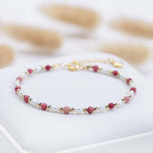 WENCHI Premium Style Natural Stone <b>Bracelet</b> with <b>Freshwater</b> Rice-Shaped <b>Pearl</b> and Spinel Crystal 30g Bangles - Product Image 2