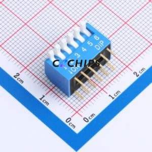 DL-06LT DIP Switch Through hole Component (THT),P=2.54mm Switch Piano Key Single Pole Single Throw 6 2.54mm - Product Image 1