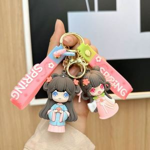 Cute Cartoon Girl Keychain Silicone Rubber Bag Pendant & School Bag Pendant PVC Plastic <b>Key</b> <b>Chains</b> for Car <b>Keys</b> Gifts Wholesale - Product Image 3