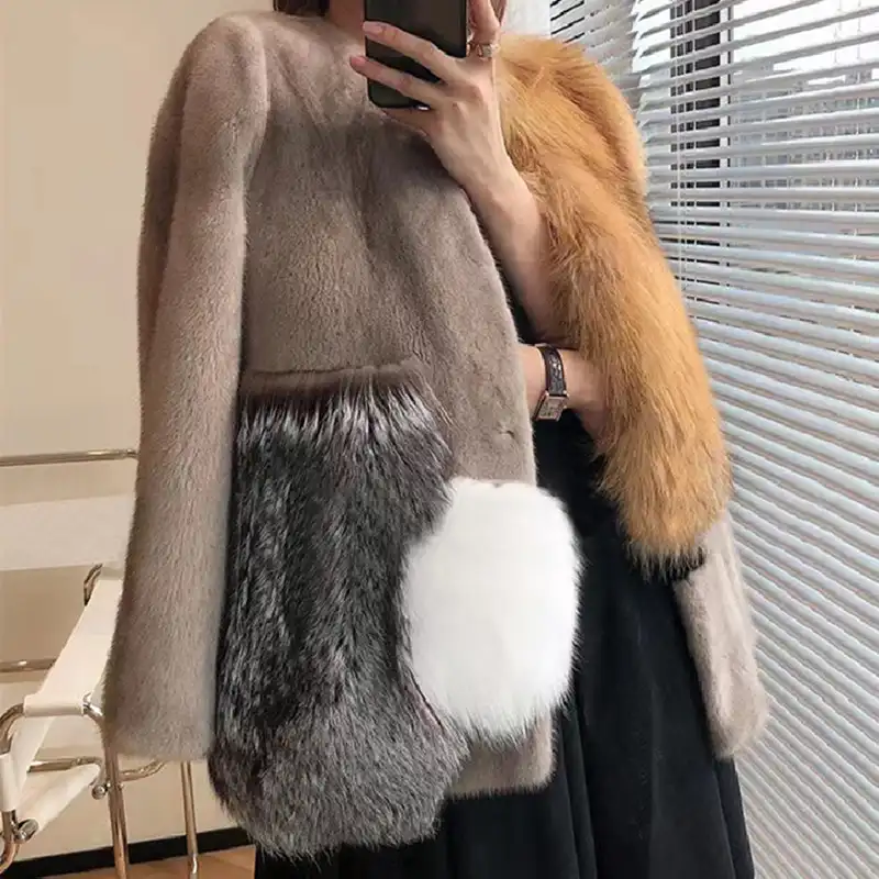Women Winter Coat Womens Thick Luxury Fashion Women Winter Real Mink Fur Coat Warm Soft Vintage Clothes Plus Size Womens Casual Classy Clothes 2022