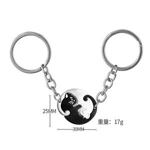 1 cặp các cặp vợ chồng <span class=keywords><strong>Keychain</strong></span> Valentine ngày Món quà tình yêu thép không gỉ kim loại móc chìa khóa Câu Đố Mặt dây chuyền mèo nối tim móc khóa - Product Image 6