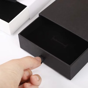 Custom Logo Black White Cardboard Drawer Jewelry Packaging <b>Box</b> with Ribbon for <b>Earrings</b> Necklace Ring Bracelet <b>Gift</b> <b>Box</b> - Product Image 5