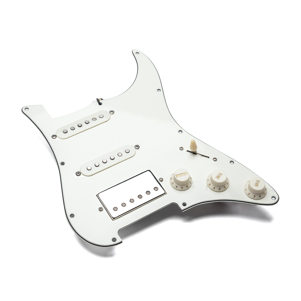 Loaded Stratocaster Electric Guitar Prewired HSS Pickguard with vintage wiring and hand wound vintage pickups CTS pots White