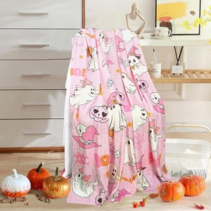 ผ้าห่มพิมพ์ลาย Pink Ghost Boo ผ้าฟลานเนลเนื้อนุ่ม อบอุ่น น่ารัก สนุกสนาน เหมาะสำหรับโซฟาและเก้าอี้ - Product Image 4