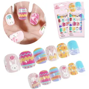 Groothandel Cartoon Nail Arts 12 Stuks Nep Nagels Decor Kinderen Zelfklevende Acryl Nail Tips Diy Art Kids Manicure