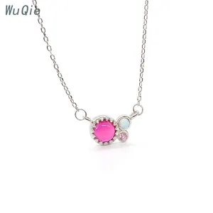 New Fashion Charm 925 Sterling Silver Fine Jewelry Necklaces with Gemstone Jewelry Colorful Opal Stone Colliers