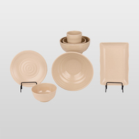 Vaisselle en mélamine beige texturée, isolante thermiquement, anti-taches, pour restaurant léger, dîner familial quotidien, décoration de table