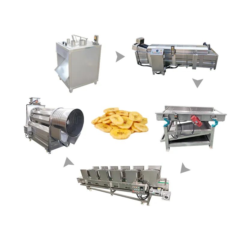 Máquina automática de fazer chips de banana, linha de produção de chips de banana de 100-500 kg/h