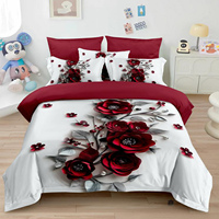 Nouvelle conception, impression numérique 3D 5D, textile de maison floral, usine chinoise, housse de couette en microfibre polyester, drap de lit, ensemble de literie pour chambre à coucher