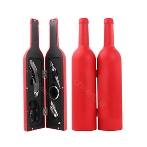 5-Piece Modern Stainless Steel Wine Accessory Kit 5 1 Bottle-Shaped Gift Box Includes Corkscrew <b>Pourer</b> Stopper Aerator Foil - Product Image 1