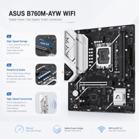 Carte mère ASUS B760M-AYW WIFI LGA 1200 DDR5 Micro-ATX 2x M.2 PCIe 4.0 WiFi 6 2.5G LAN pour les constructeurs de PC de jeu en stock