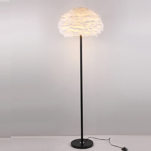 Lampe autoportante en plumes blanches, design moderne, style américain, luminaire décoratif d'intérieur, avec interrupteur marche/arrêt, idéal pour un salon - Product Image 2
