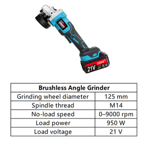 <span class=keywords><strong>Meuleuse</strong></span> d'angle sans fil 21V <span class=keywords><strong>125</strong></span> mm à moteur sans balais avec interrupteur à gâchette pour usage industriel et bricolage domestique – Offre Spéciale - Product Image 4