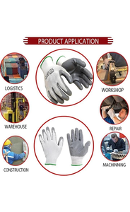 Gauge Endurance Seamless <b>Knit</b> Nylon Spandex Safety <b>Glove</b> Foam Nitrile Coated Anti-Slip PVC Dots on Palm Tacky Dot Grip <b>Gloves</b> - Product Image 3