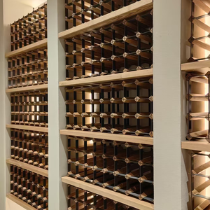Estante de vino de piso Soporte de exhibición Almacenamiento Estante de botellas de vino de madera Estante de vino de madera modular apilable - Product Image 3
