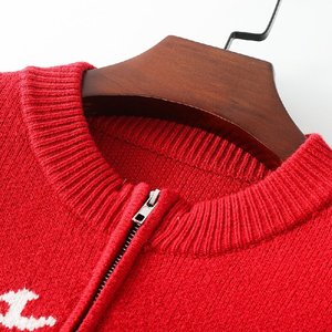 Maglione <span class=keywords><strong>Cardigan</strong></span> da <span class=keywords><strong>Donna</strong></span> con Cappuccio e Zip, a Maniche Lunghe in Maglia Personalizzata con Lettere Jacquard Intarsiate per il Giorno della Partita - Product Image 3