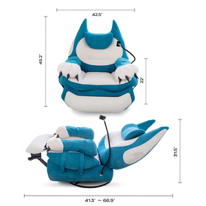 Poltrona Relax Reclinabile Blu in Tessuto per Home Theater e Gaming con Attivazione Vocale Porta USB e Porta Telefono - Product Image 3