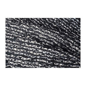Tela Tweed de Primera Calidad Hecha en Corea, Negra y Marfil, con Textura de Escalera y Nudos, Tejido Personalizado OEM y ODM - Product Image 3