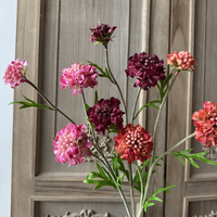 Fleur artificielle Scabiosa en tige unique, couleur ambre, style herbe de pin, chrysanthème à fleurs évasées, pour décoration maison et mariage
