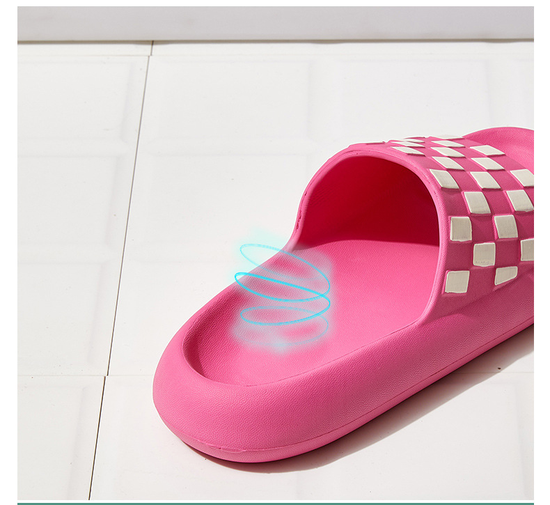 New Black and White Lattice Summer EVA Slippers Women Thick Sole Slides Ladies Casual Sandals
