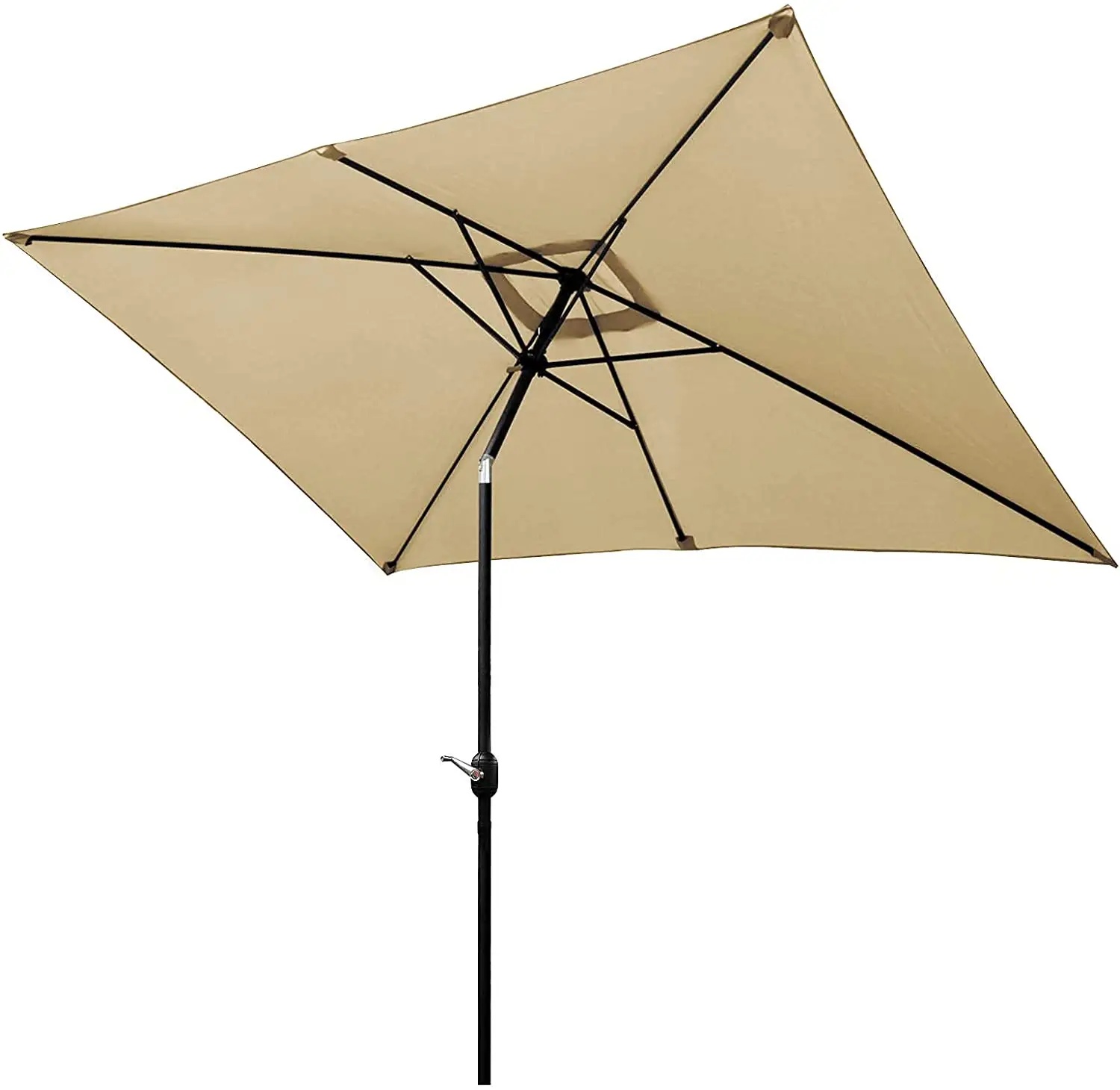 직사각형 안뜰 우산 야외 시장 푸시 버튼 틸트 및 크랭크 테이블 우산