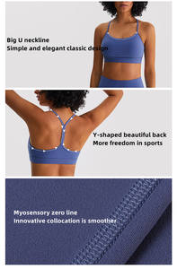 महिलाओं की y बैक स्पोर्ट्स ब्रा-पैडंड रैकिंग कम प्रभाव स्फेटी पतली स्ट्रैप कसरत योग - Product Image 3