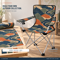 Chaise d'extérieur pliable en gros avec accoudoir unique, porte-gobelet et logo et motif personnalisés pour les voyages en camping-car