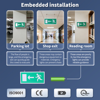 Lumière de signalisation d'évacuation d'urgence 3H en acrylique avec coque en fer, 3W LED, double face, pour sortie de secours incendie