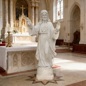 Estatua de la Sagrada Familia para Jardín o Iglesia, Estilo Europeo, San José, Niño Jesús, Cruz de Mármol Religiosa, Hecha a Mano y Personalizada - Product Image 6