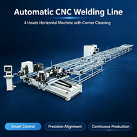 Máquina de Soldadura CNC Horizontal de 4 Cabezas Totalmente Automática y Línea de Máquina de Limpieza de Esquinas, Precisa, Duradera y Eficiente