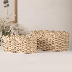 Woven <b>Storage</b> <b>Basket</b> Rectangle <b>Large</b> Capacity Handmade For Home Organizing Clothes Sundries Kitchen Desktop Toys Snacks - Product Image 3